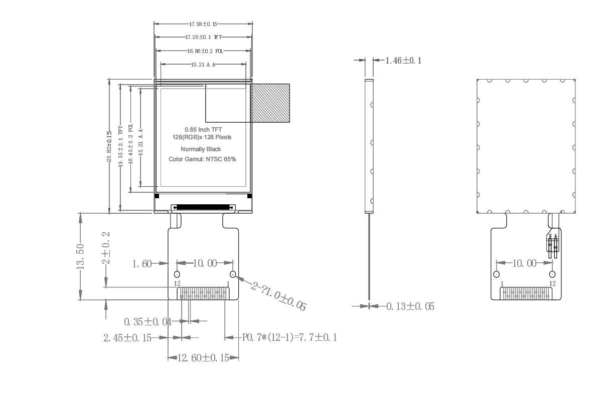 0.85-inch-TFT-LCD-Display Structural diagram